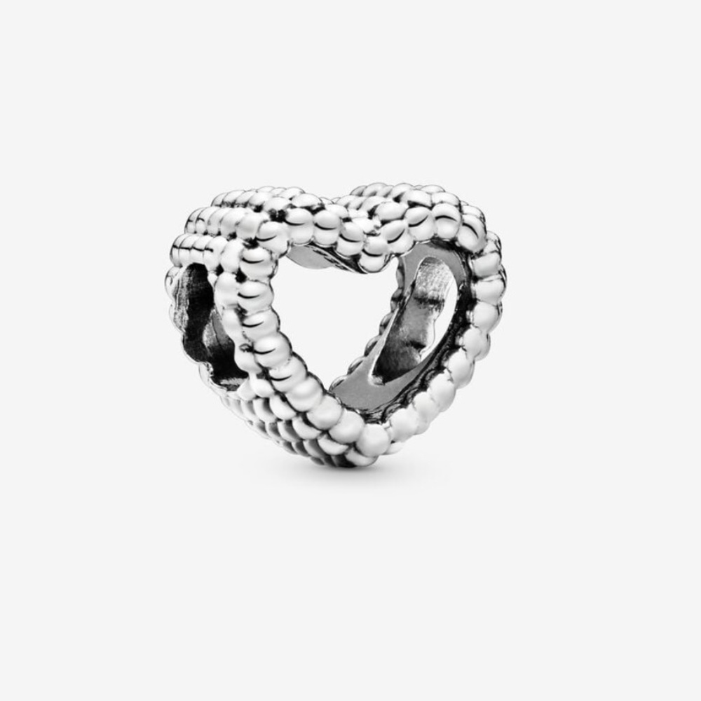 Beaded Open Heart Charm